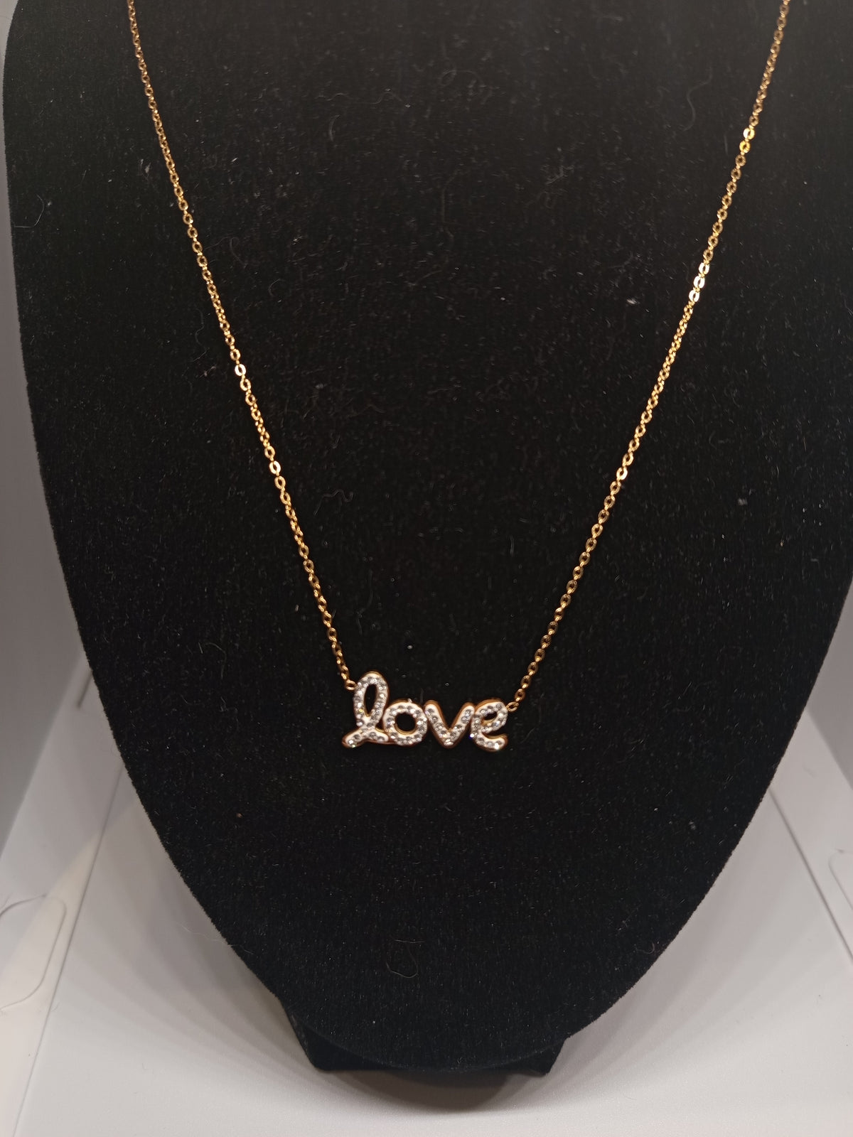 Collier doré Love strass